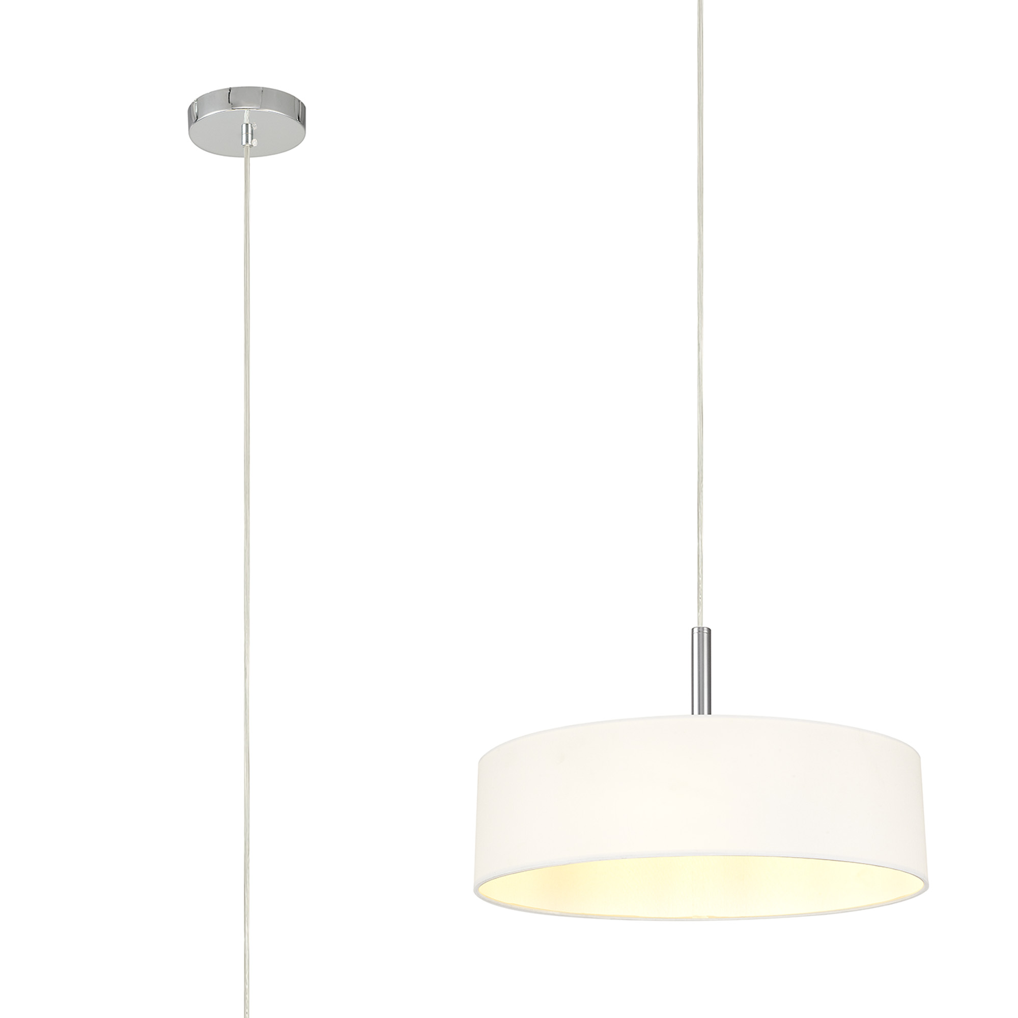 DK0733  Baymont 45cm 5 Light Pendant Polished Chrome, White